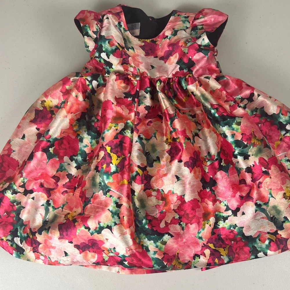 Pastourelle by Pippa & Julie Satin Floral Full Skirt‎ Dress sz 2T EUC